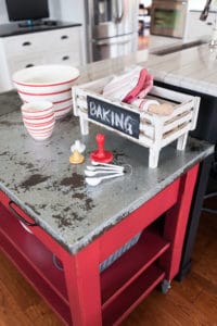 Aluminum top on a worktable in the kitchen Aluminum top on a worktable in the kitchen