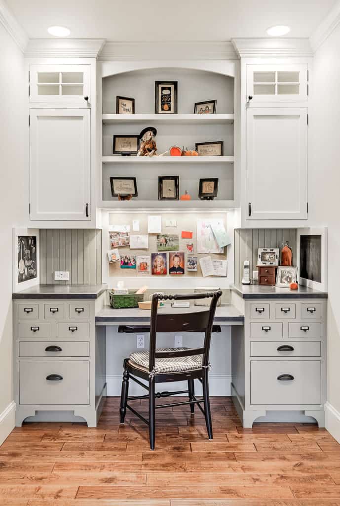 Kitchen with built-in desk.