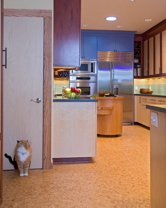 Cat litter closet with doorway cut-out