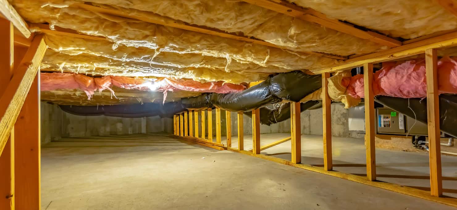 insulated crawl space in home.