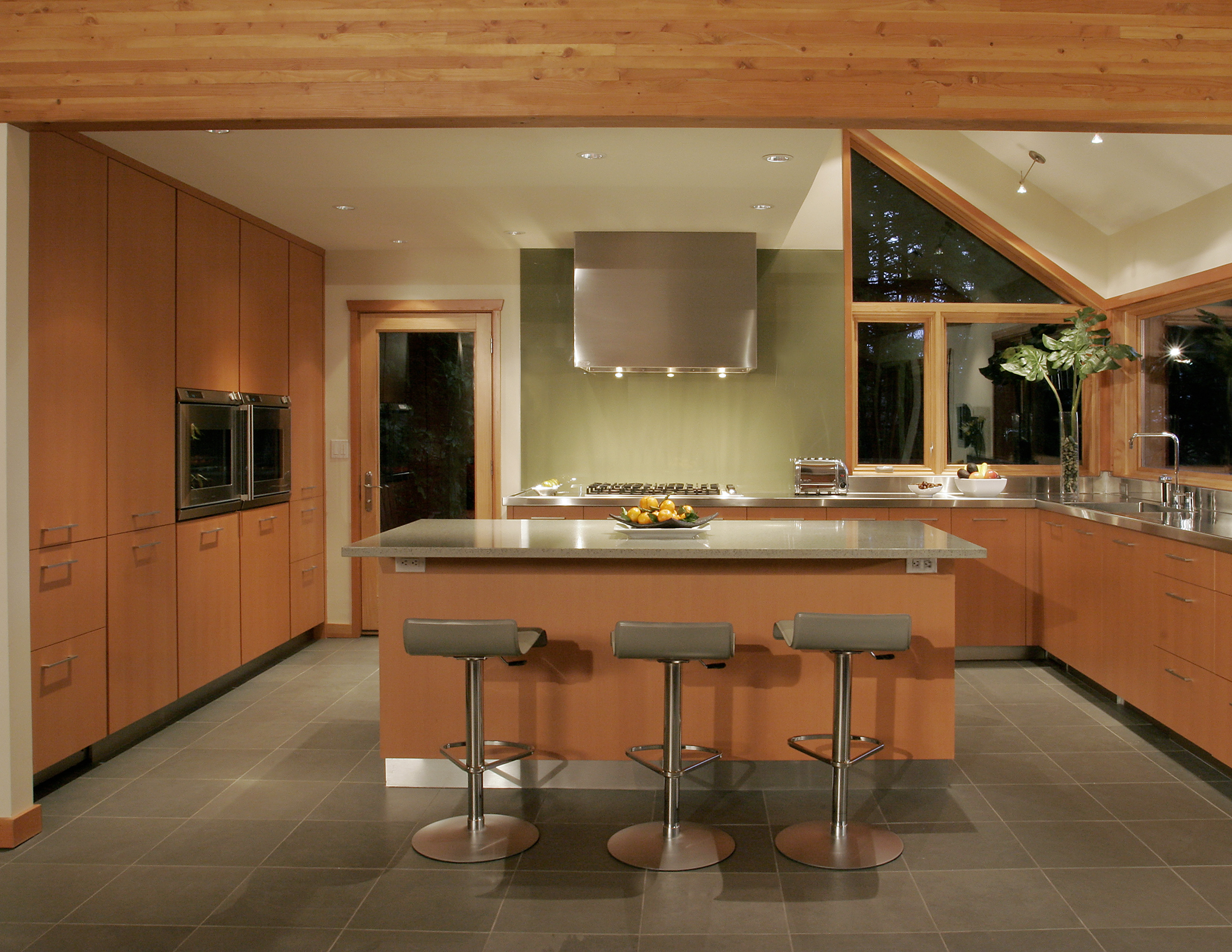 A newly remodeled kitchen with aspects of biophilic design inspired by nature