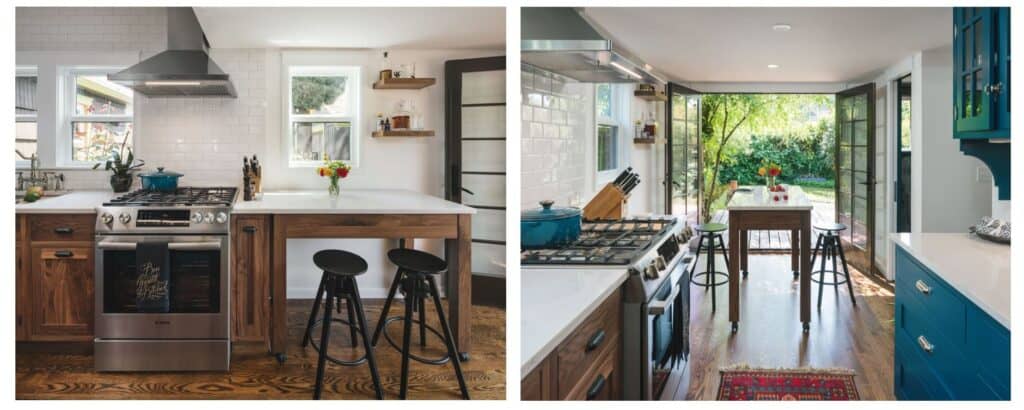 Mobile countertop that can also function as an improvised dining table