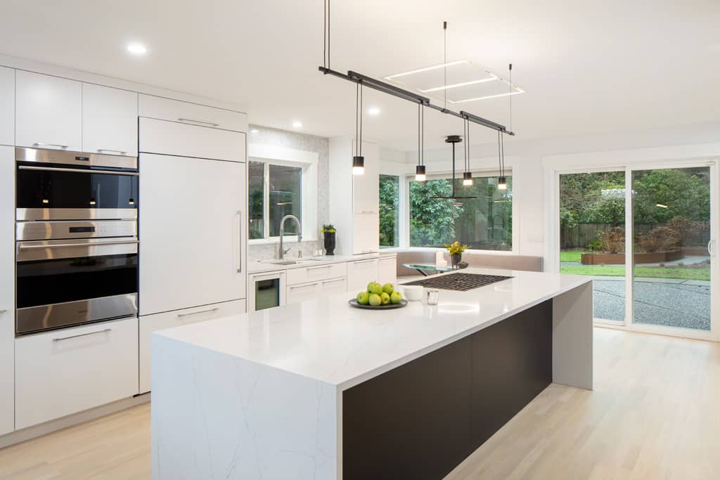 Contemporary White and Black Kitchen in Bellevue