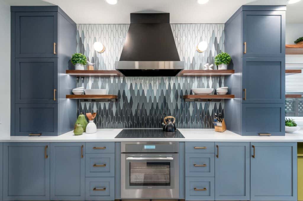 Contemporary backsplash tile adorns a North Eugene kitchen.