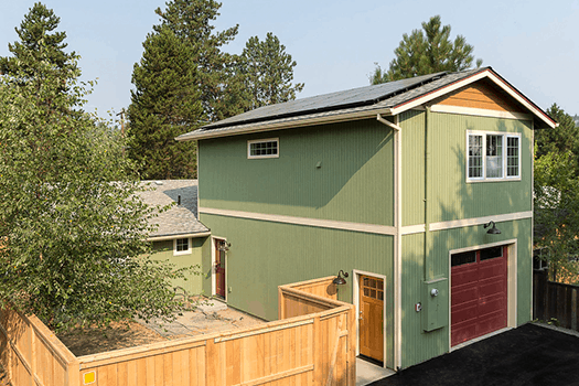 Converted garage with solar panels and private entrance