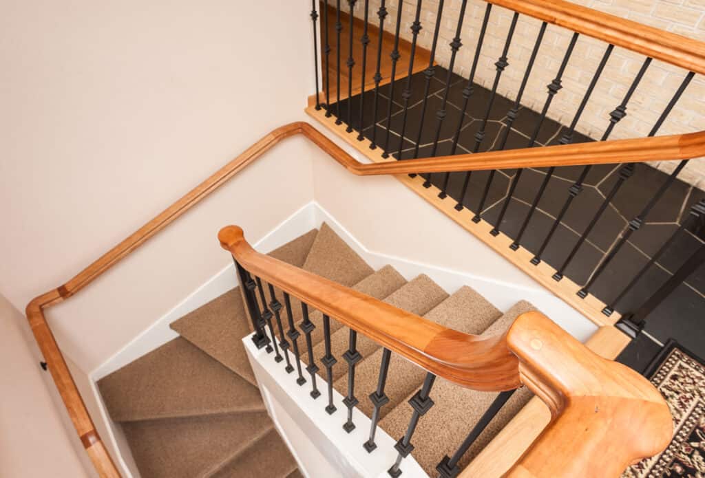 Professionally installed stair and railings.