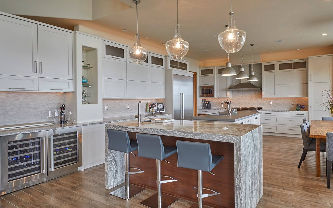 A large kitchen designed for entertaining on the Oregon Coast