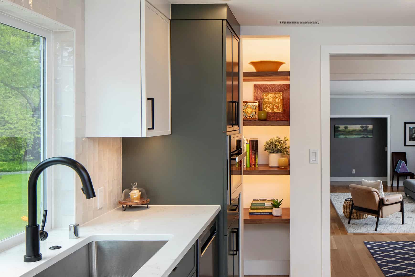 open shelving feature in a seattle area kitchen remodel