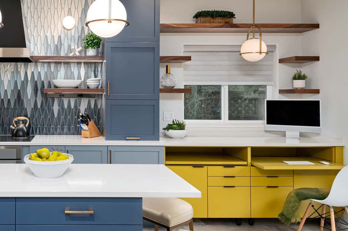 A work-from-home office space in the kitchen of a Eugene area home