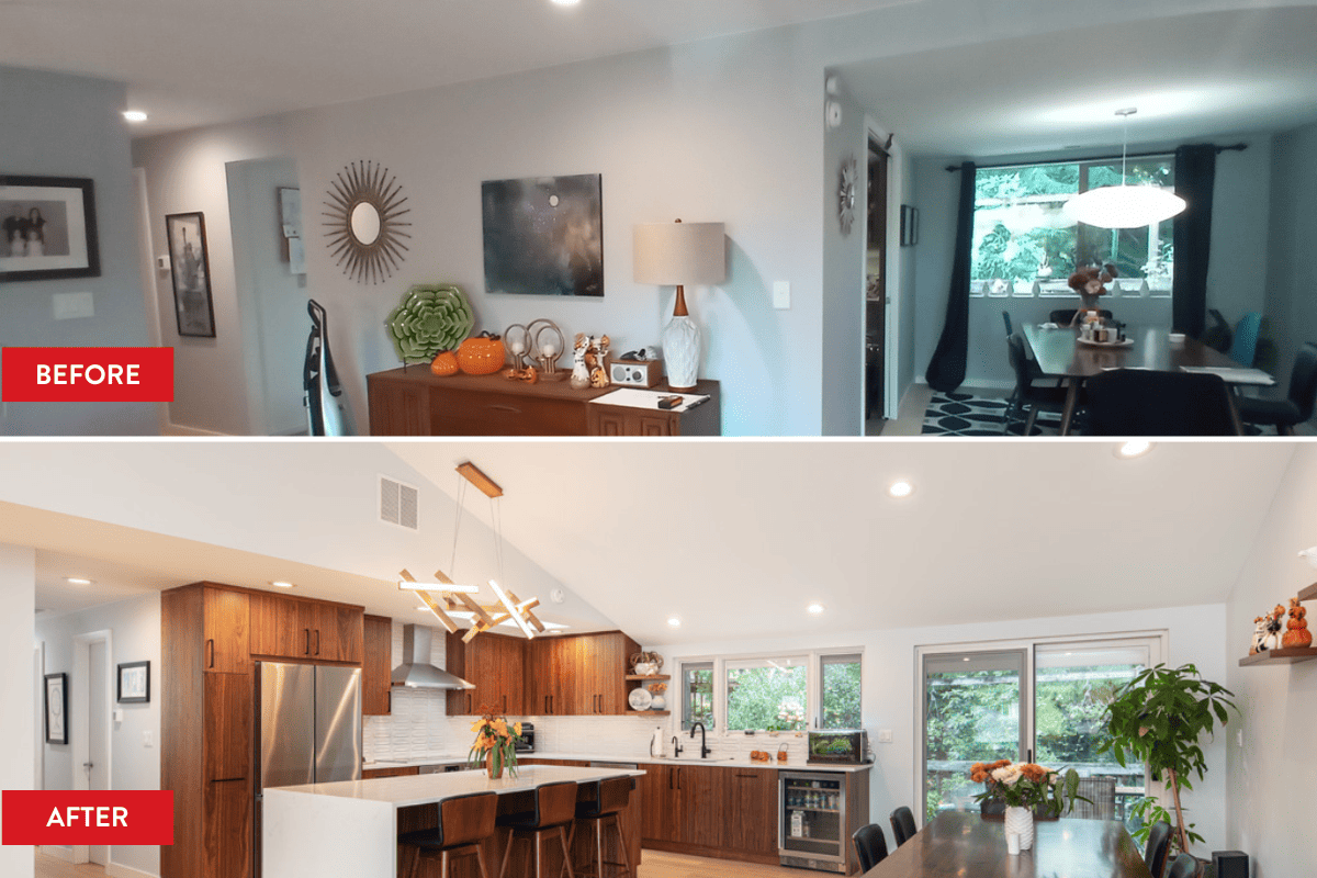 Before and after home remodeling in Bellevue, Washington