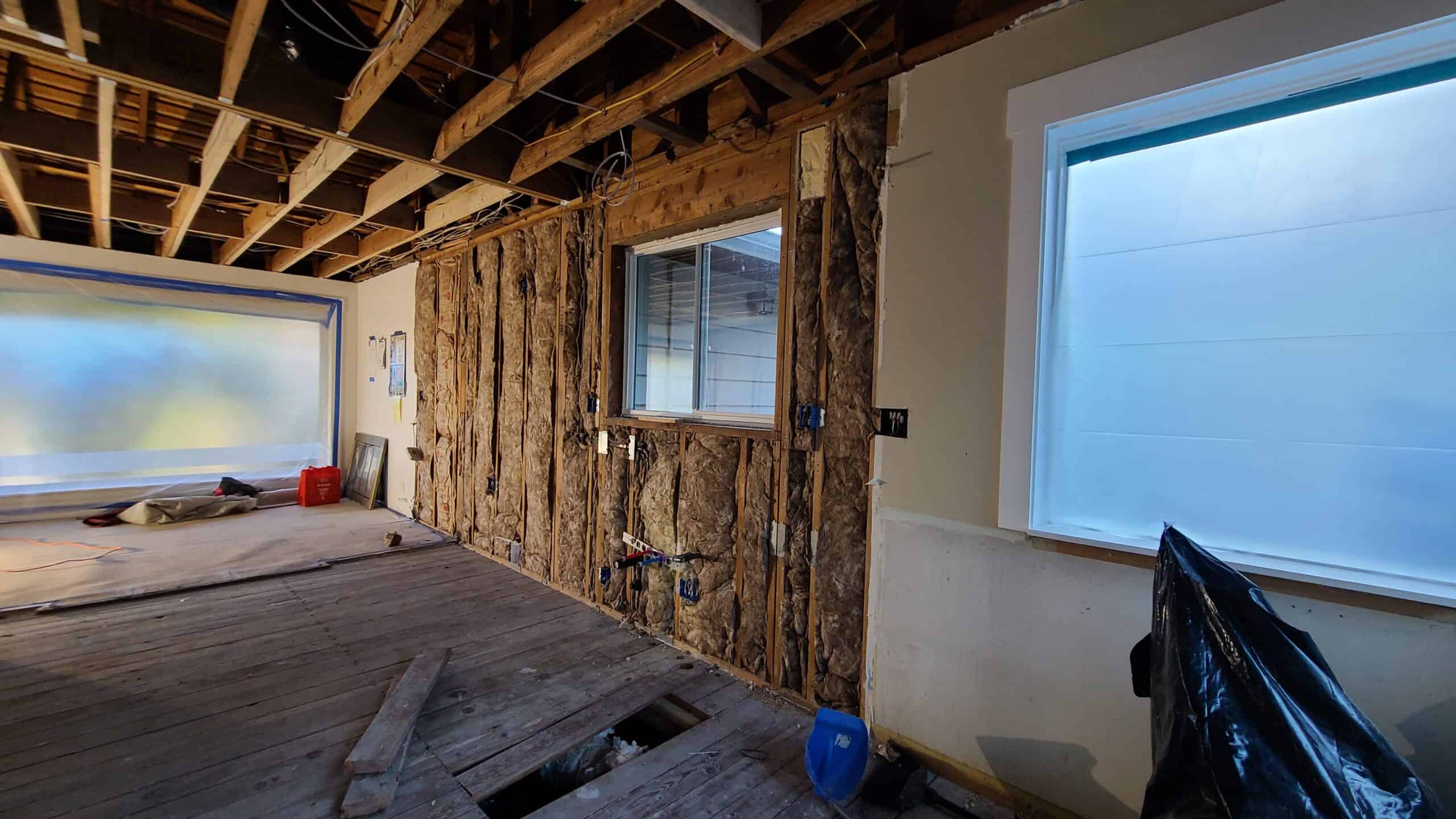 deconstructed kitchen space during remodeling