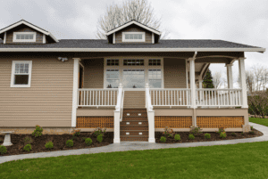Home with light brown James Hardie siding.