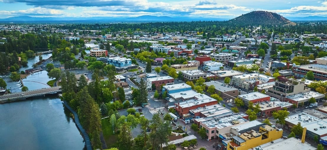 Aerial view of Bend, Oregon.