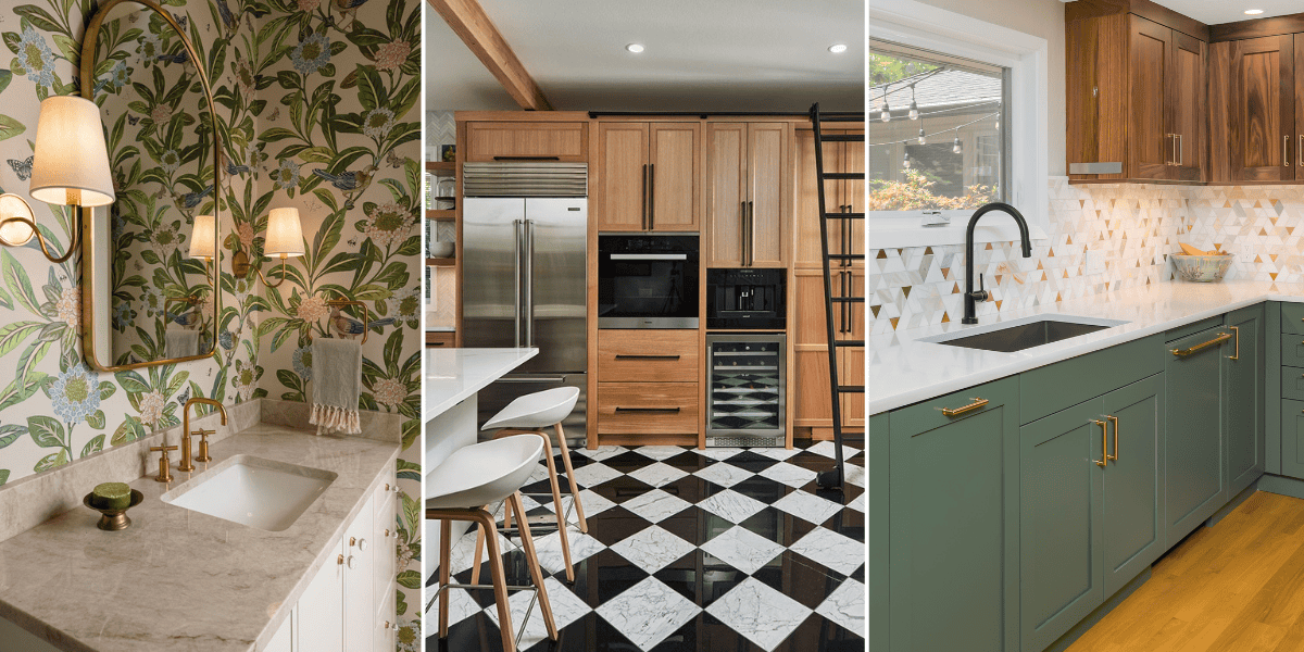 Three Home Interiors With Wallpaper and Pattern