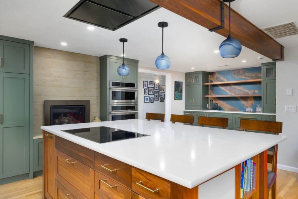 A remodeled kitchen with earthy elements