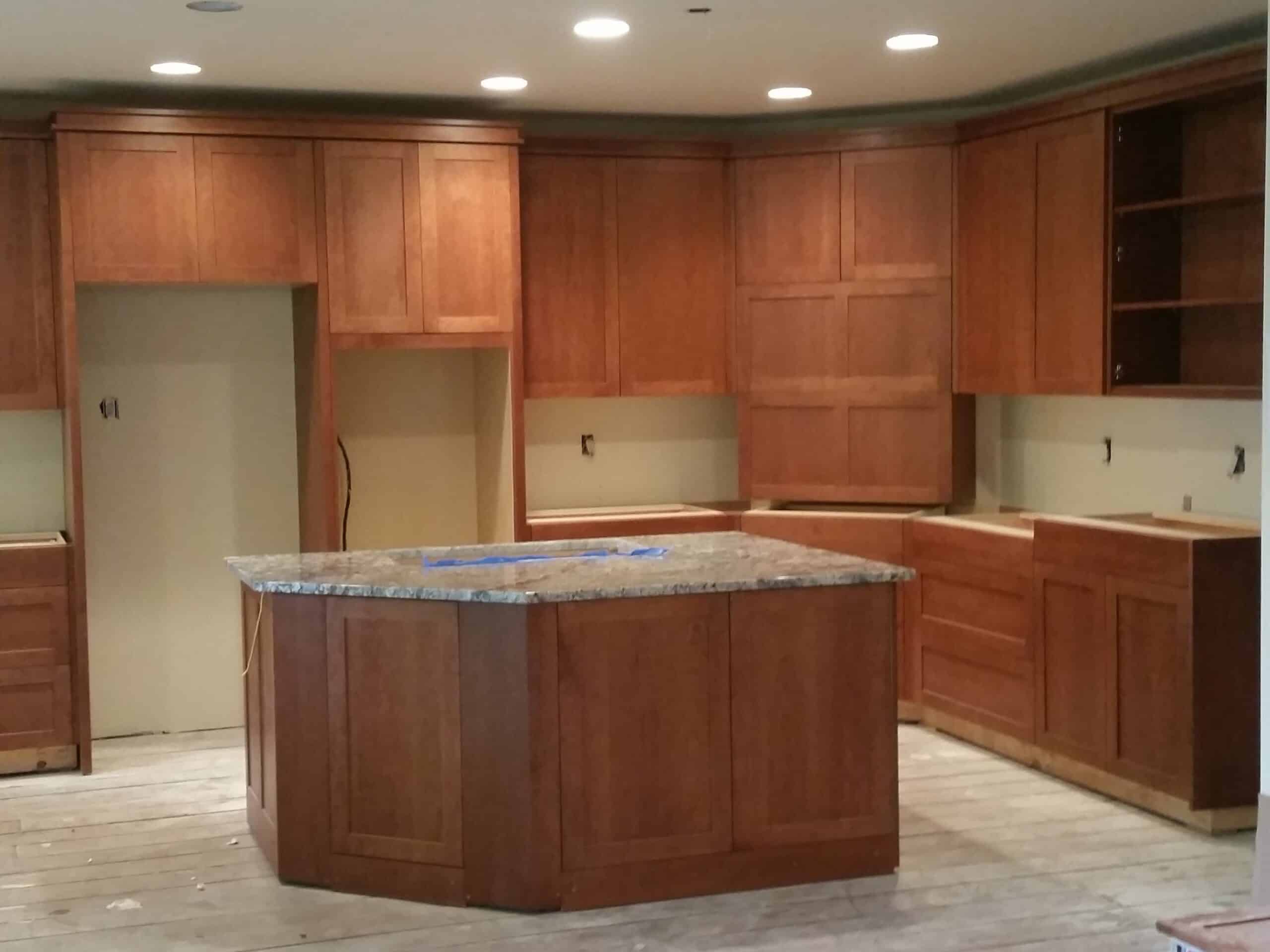 new cabinets installed in a kitchen remodeling project