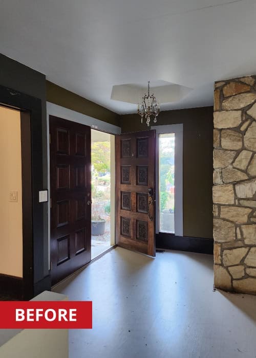 Entryway into mid-century modern home.