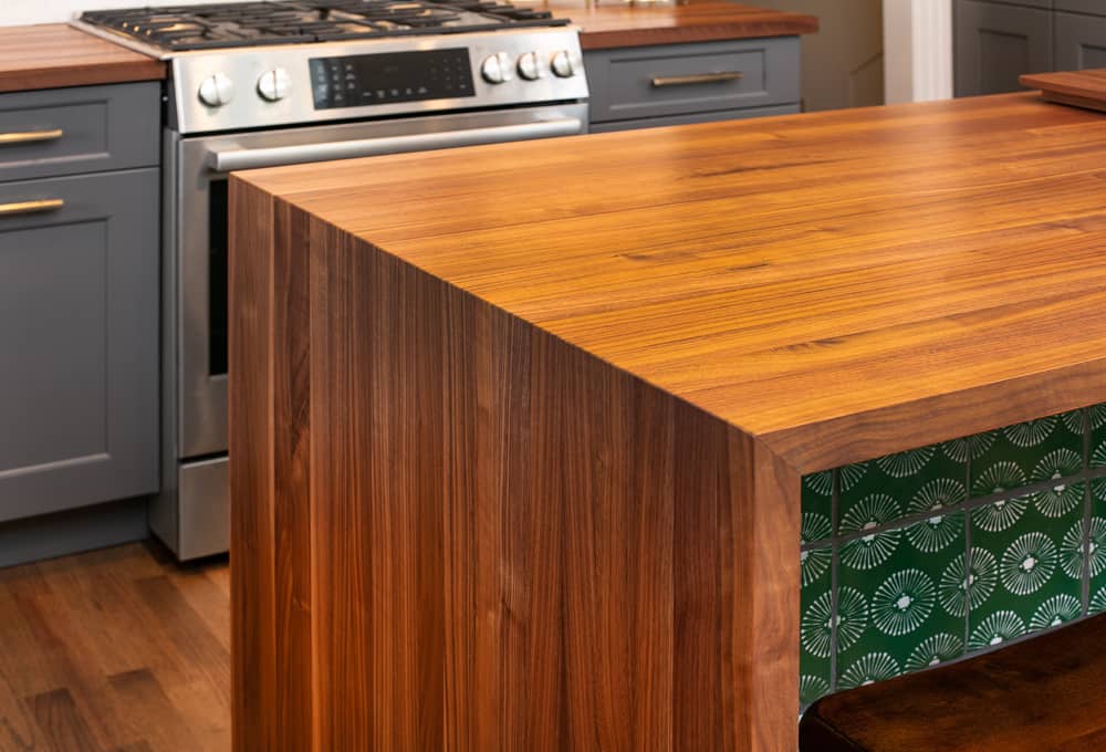 Wooden kitchen island.
