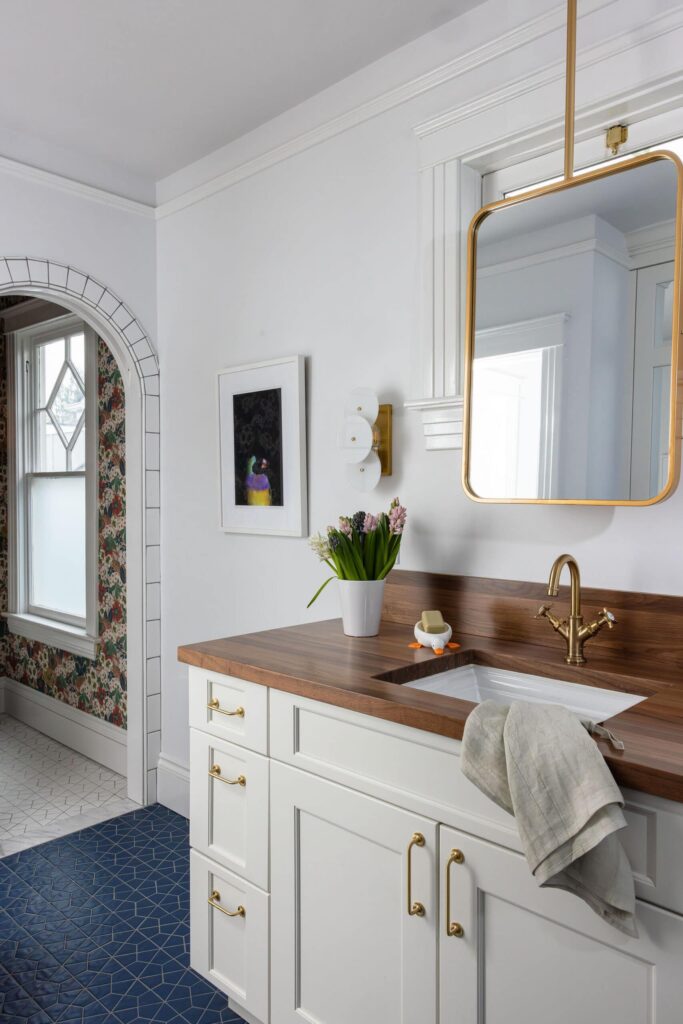 The remodeled primary bathroom vanity