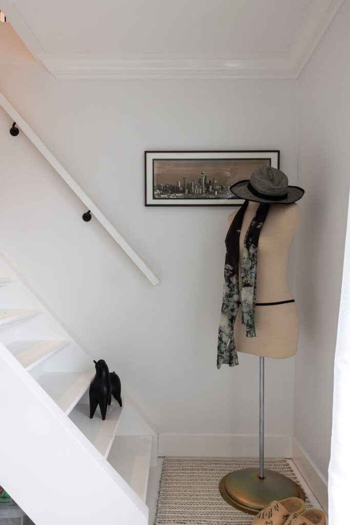The reconfigured staircase to the attic