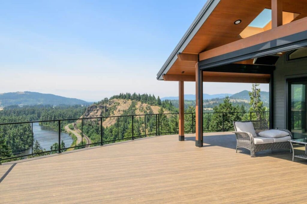outdoor living space with a view