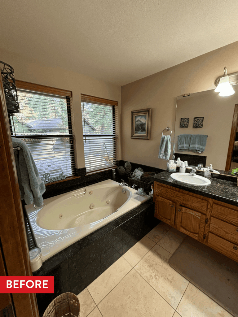 An outdated bathroom before remodeling