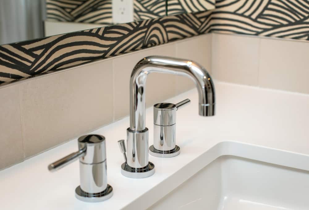 Chrome bathroom faucet.