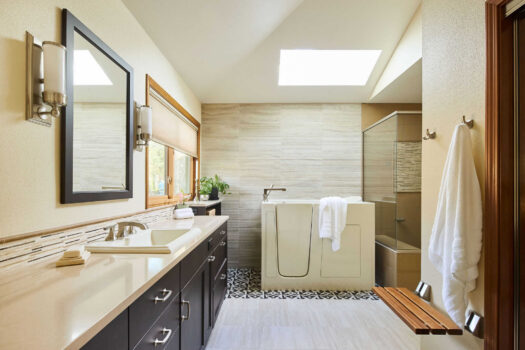 bathroom transitional tub, white bathroom, bathroom remodel