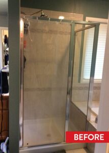 Alt text: Stand up shower before photo