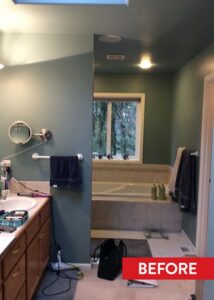 Alt text: Upstairs master bathroom before remodel