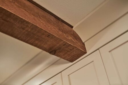 Detail of a wood beam original to the home.