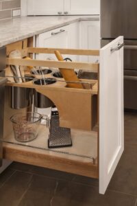 Pull out kitchen drawer for utensils.