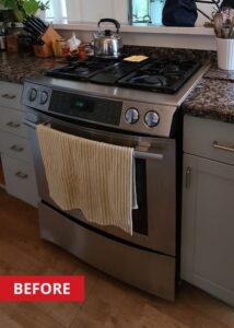 Stainless steel kitchen range.