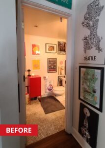 Doorway of a condo bathroom.