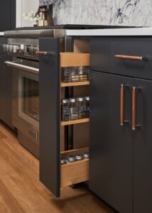 Pull-out spice cabinet.
