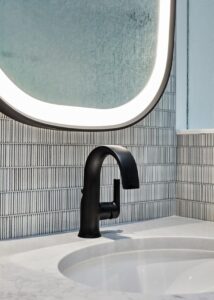 Black vanity faucet.