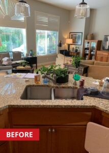 Double bowl under-mount kitchen sink.