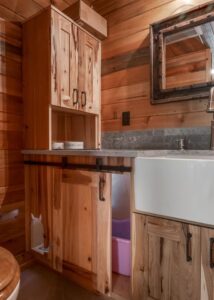 Crystal Cabinets in a cozy cabin kitchen.