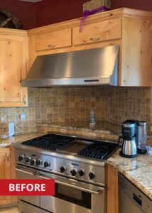 Stainless steel stovetop.