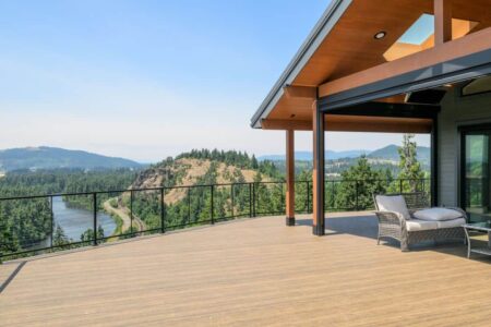 outdoor living space with a view