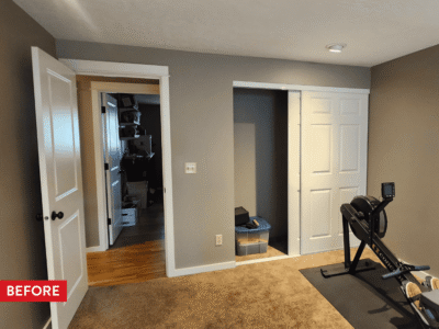 An unused primary bedroom before remodeling