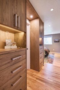 A remodeled mid-century inspired primary suite