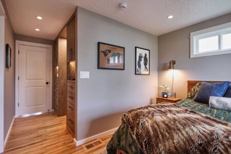 A remodeled mid-century inspired primary suite