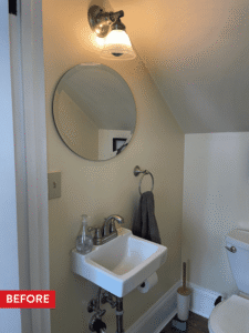 The powder room before remodeling